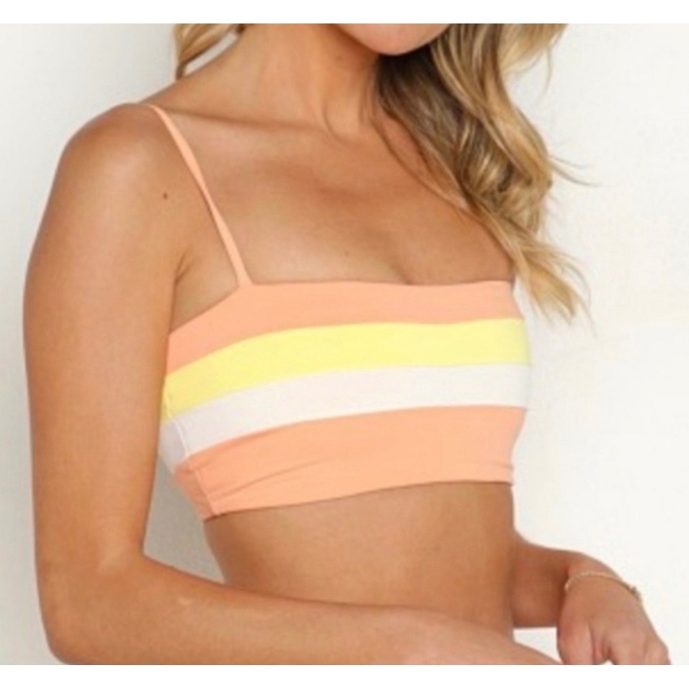 L*Space Rebel Stripe Bikini Top M